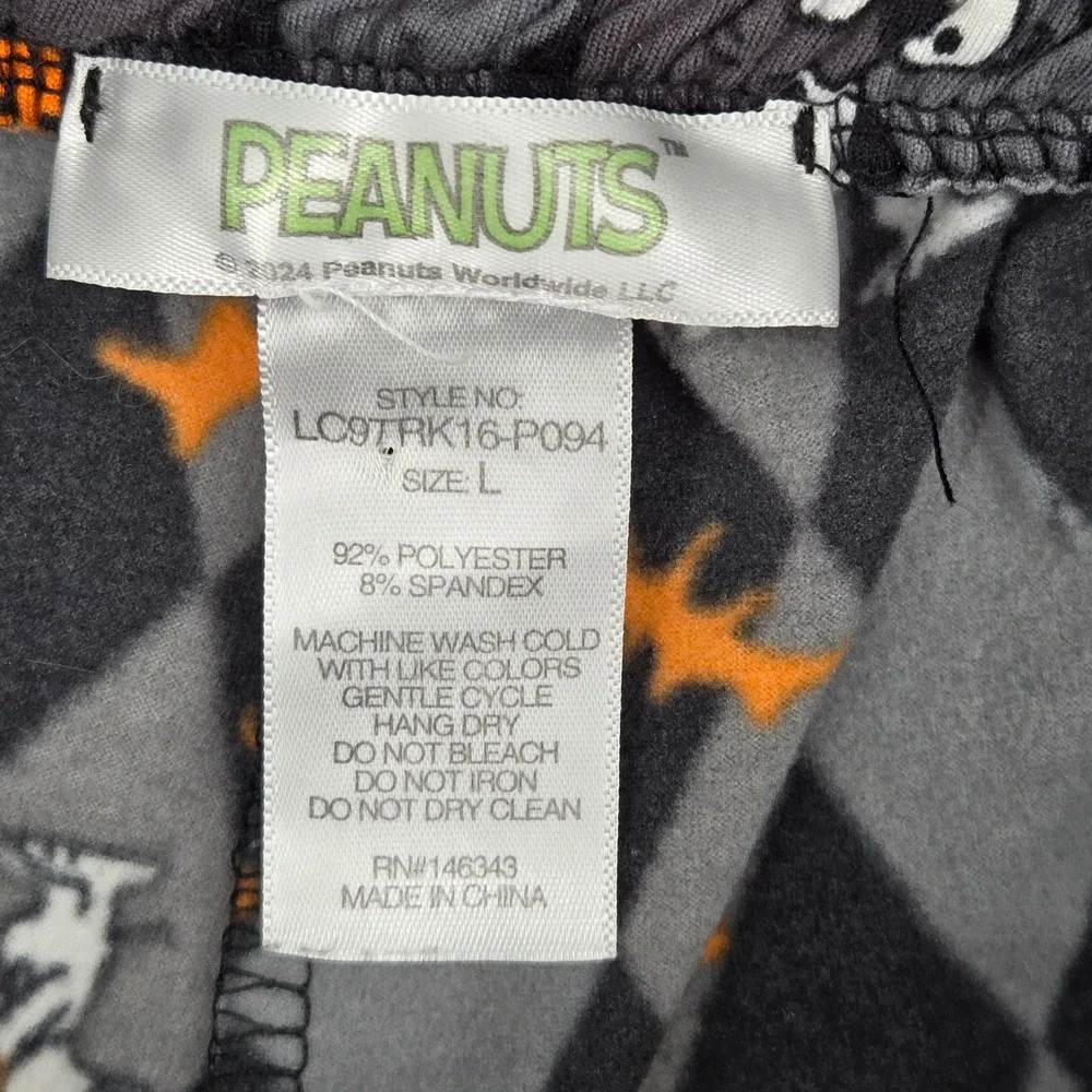 Peanuts Large Halloween Snoopy Argyle Jogger Pajama Pants Black Orange